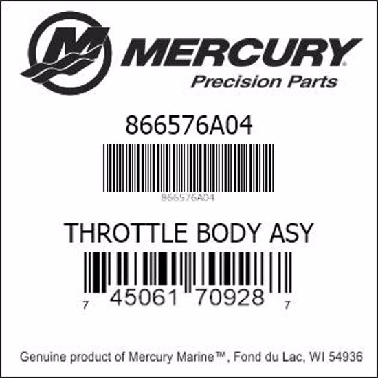 Bar codes for Mercury Marine part number 866576A04