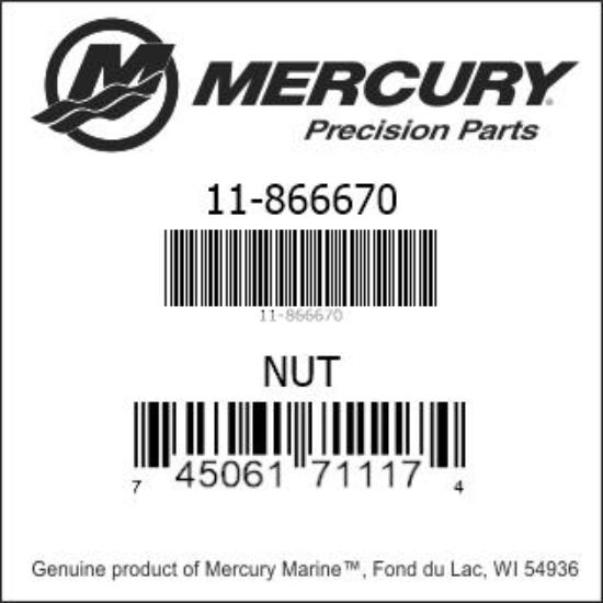 Bar codes for Mercury Marine part number 11-866670