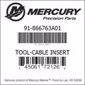 Bar codes for Mercury Marine part number 91-866763A01