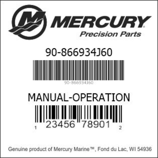 Bar codes for Mercury Marine part number 90-866934J60