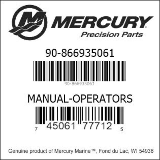 Bar codes for Mercury Marine part number 90-866935061