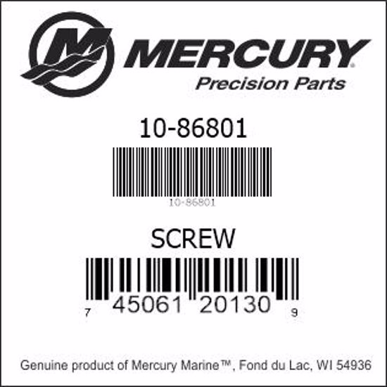 Bar codes for Mercury Marine part number 10-86801