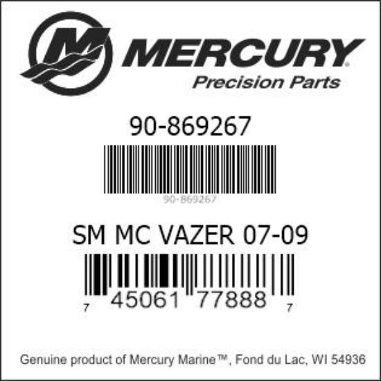 Bar codes for Mercury Marine part number 90-869267
