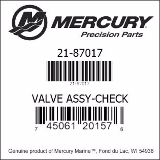 Bar codes for Mercury Marine part number 21-87017
