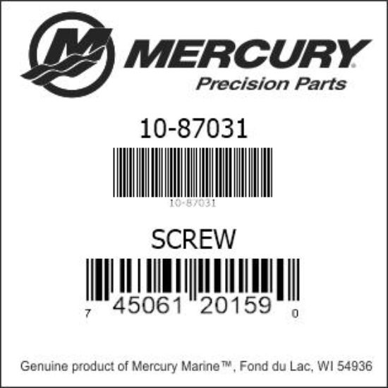 Bar codes for Mercury Marine part number 10-87031