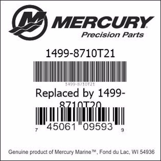 Bar codes for Mercury Marine part number 1499-8710T21