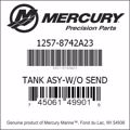 Bar codes for Mercury Marine part number 1257-8742A23