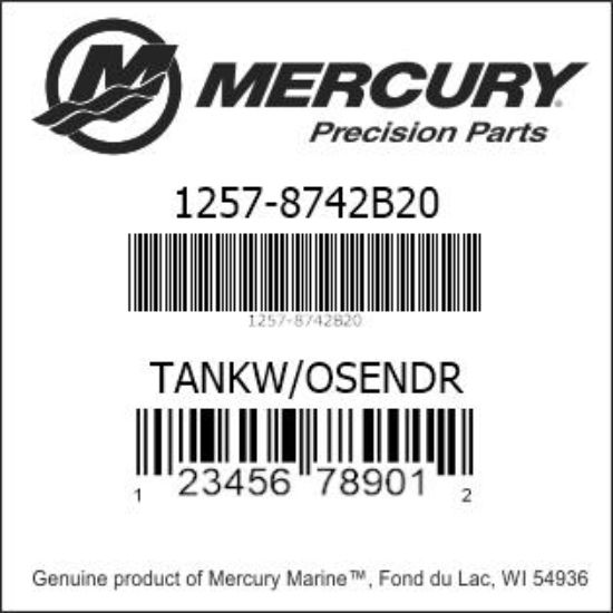 Bar codes for Mercury Marine part number 1257-8742B20