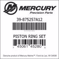 Bar codes for Mercury Marine part number 39-875257A12