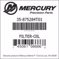 Bar codes for Mercury Marine part number 35-875284T01