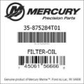 Bar codes for Mercury Marine part number 35-875284T01