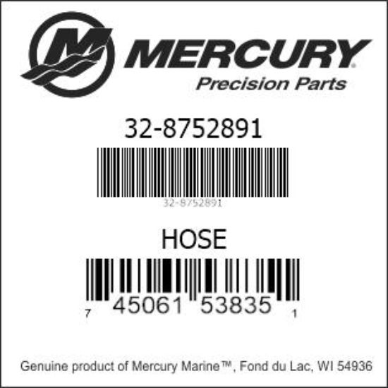 Bar codes for Mercury Marine part number 32-8752891
