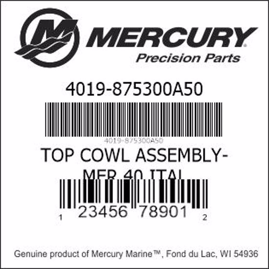 Bar codes for Mercury Marine part number 4019-875300A50