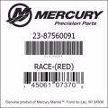 Bar codes for Mercury Marine part number 23-87560091