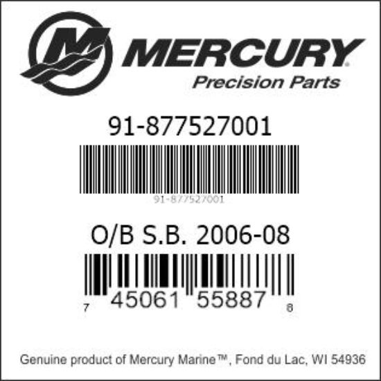 Bar codes for Mercury Marine part number 91-877527001