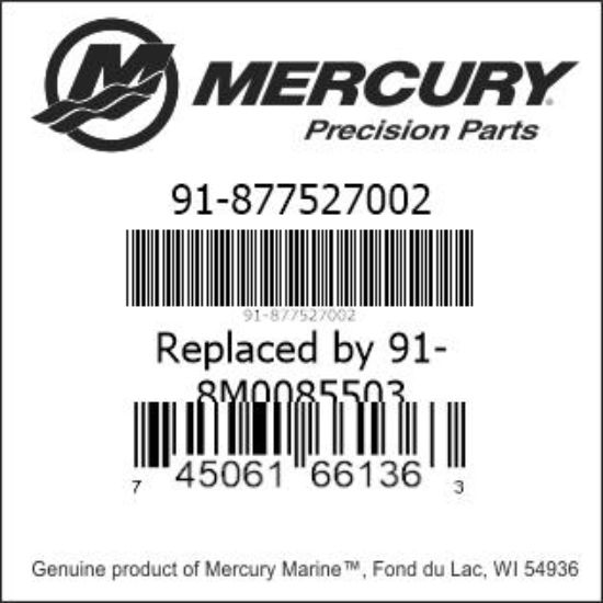 Bar codes for Mercury Marine part number 91-877527002