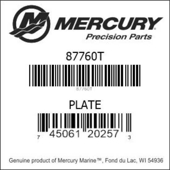 Bar codes for Mercury Marine part number 87760T