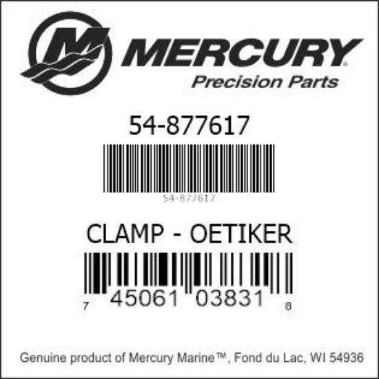 Bar codes for Mercury Marine part number 54-877617