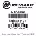 Bar codes for Mercury Marine part number 32-877681Q8
