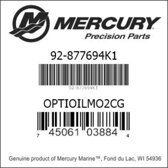 Bar codes for Mercury Marine part number 92-877694K1