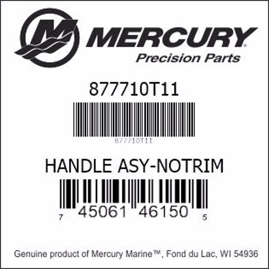 Bar codes for Mercury Marine part number 877710T11