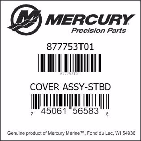 Bar codes for Mercury Marine part number 877753T01