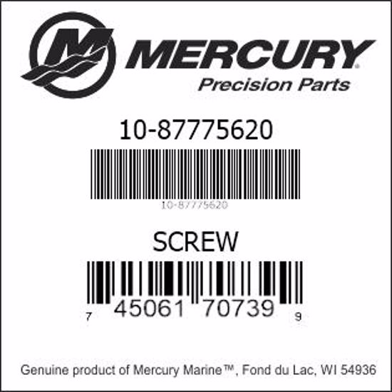 Bar codes for Mercury Marine part number 10-87775620