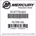 Bar codes for Mercury Marine part number 35-877761Q01