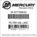 Bar codes for Mercury Marine part number 35-877769K01