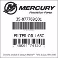 Bar codes for Mercury Marine part number 35-877769Q01