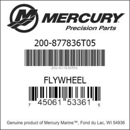 Bar codes for Mercury Marine part number 200-877836T05