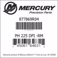 Bar codes for Mercury Marine part number 877869R04