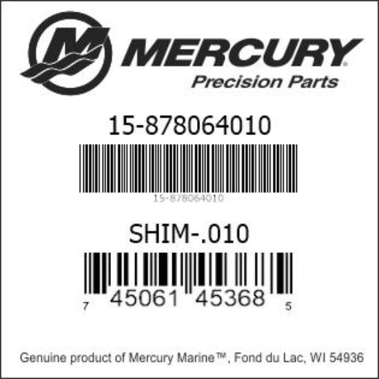 Bar codes for Mercury Marine part number 15-878064010