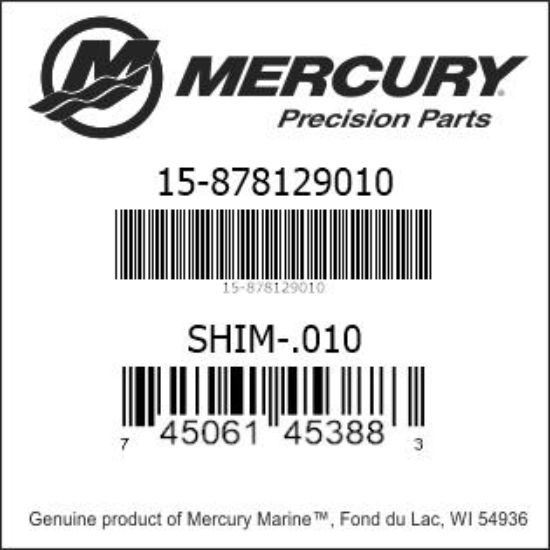 Bar codes for Mercury Marine part number 15-878129010