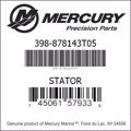 Bar codes for Mercury Marine part number 398-878143T05