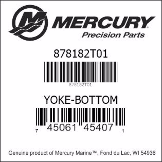 Bar codes for Mercury Marine part number 878182T01