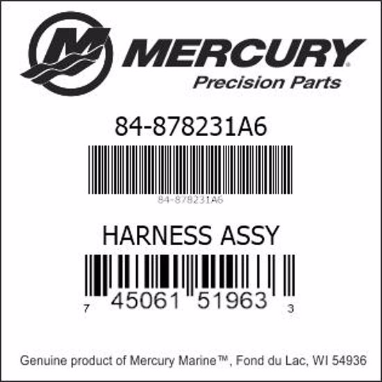 Bar codes for Mercury Marine part number 84-878231A6