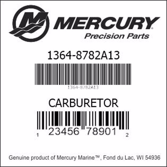 Bar codes for Mercury Marine part number 1364-8782A13