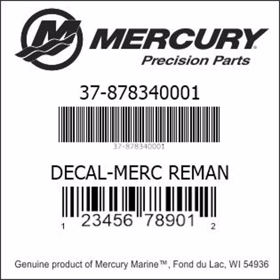 Bar codes for Mercury Marine part number 37-878340001