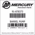 Bar codes for Mercury Marine part number 91-878373