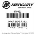Bar codes for Mercury Marine part number 878421