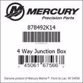 Bar codes for Mercury Marine part number 878492K14