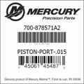 Bar codes for Mercury Marine part number 700-878571A2