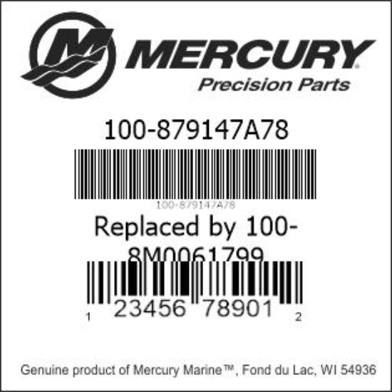 Bar codes for Mercury Marine part number 100-879147A78
