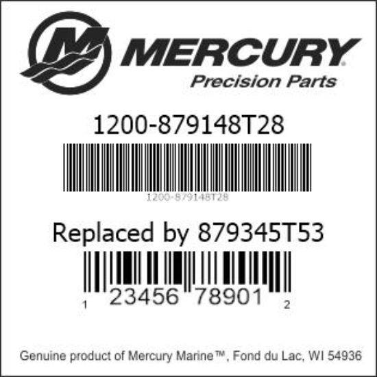 Bar codes for Mercury Marine part number 1200-879148T28