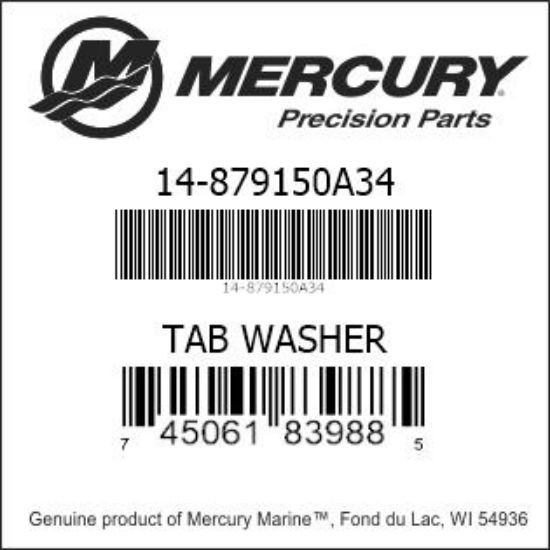 Bar codes for Mercury Marine part number 14-879150A34