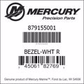 Bar codes for Mercury Marine part number 879155001