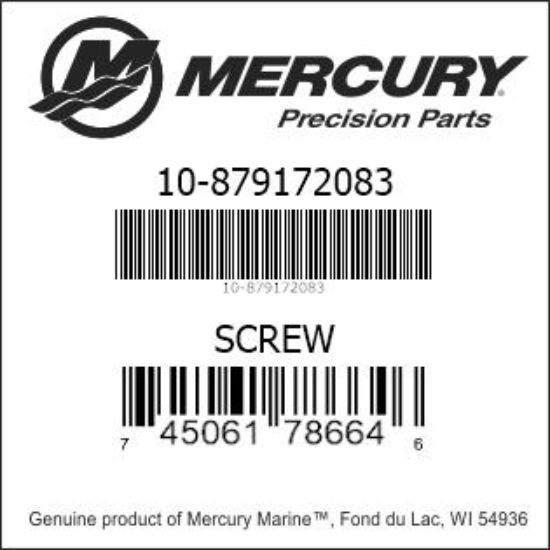 Bar codes for Mercury Marine part number 10-879172083
