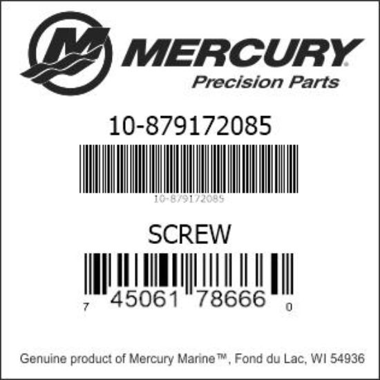 Bar codes for Mercury Marine part number 10-879172085