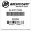 Mercury Marine part number 10-879172086 SCREW Bar codes for Mercury Marine part number 10-879172086